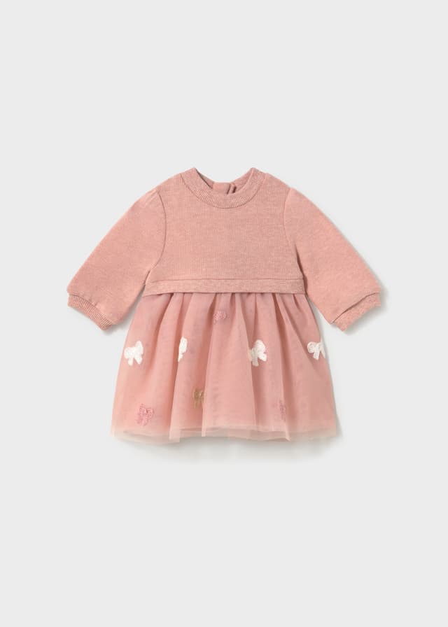 Mayoral - Tulle-Detail Bow Dress, Pink